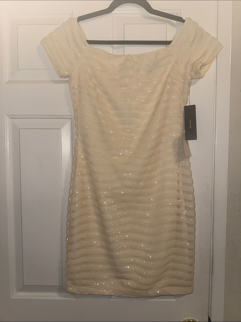 Lulu's Cream Sequin Mini Dress